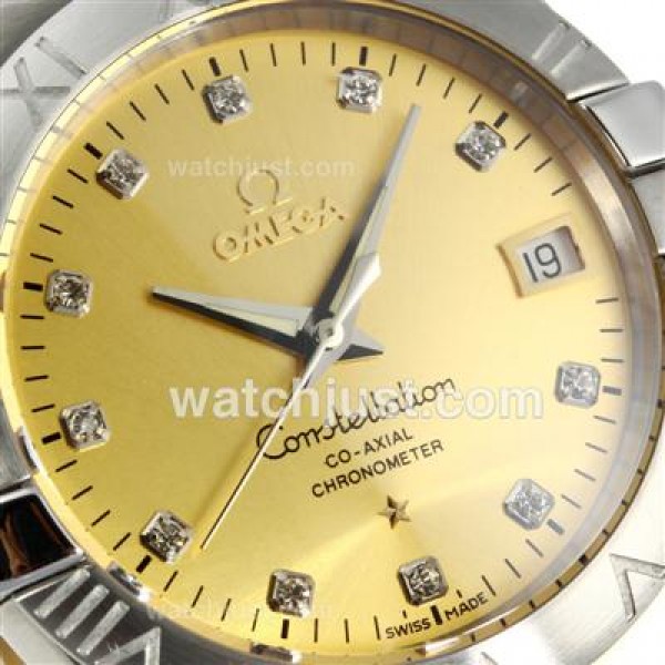 Omega Constellation Automatic Diamond Markers with Golden Dial S/S-18K Plated Gold Movement