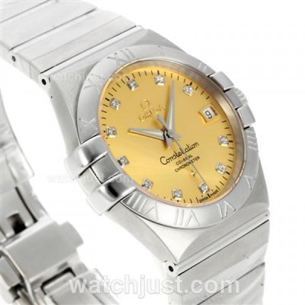 Omega Constellation Automatic Diamond Markers with Golden Dial S/S-18K Plated Gold Movement