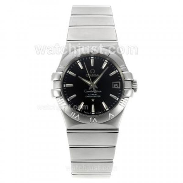 Omega Constellation Automatic Stick Markers with Black Dial S/S-18K Plated Gold Movement