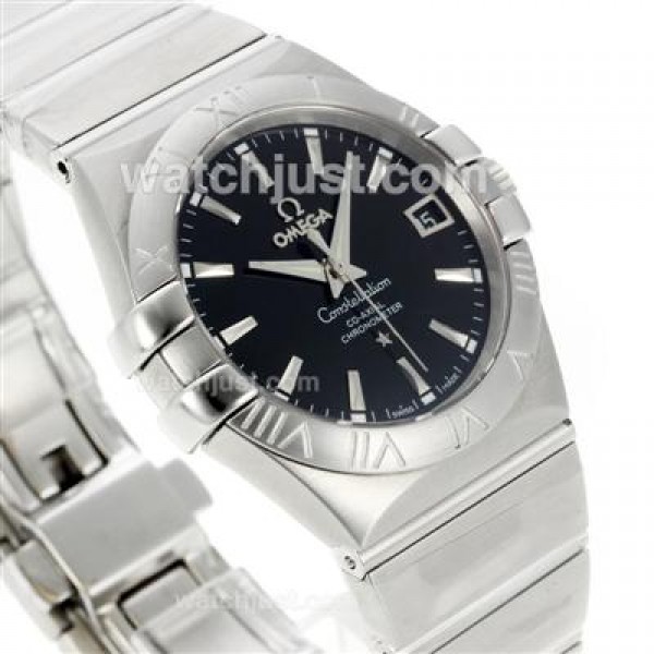 Omega Constellation Automatic Stick Markers with Black Dial S/S-18K Plated Gold Movement