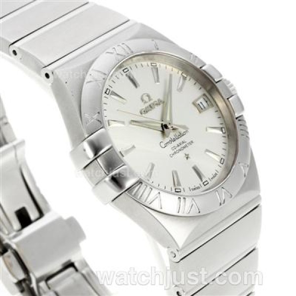 Omega Constellation Automatic Stick Markers with White Dial S/S-18K Plated Gold Movement