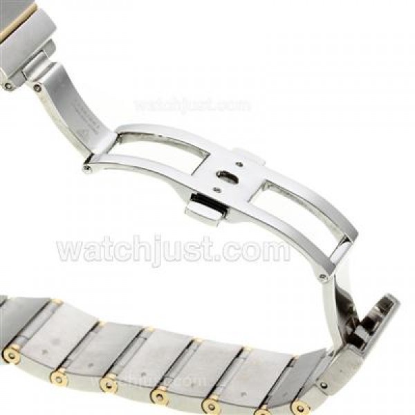 Omega Constellation Automatic Two Tone Diamond Bezel/Markers with Black Dial-18K Plated Gold Movement