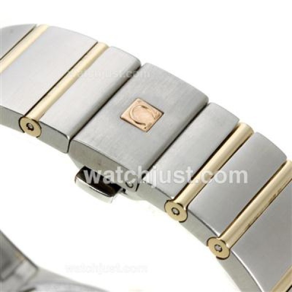 Omega Constellation Automatic Two Tone Diamond Bezel/Markers with White Dial-18K Plated Gold Movement