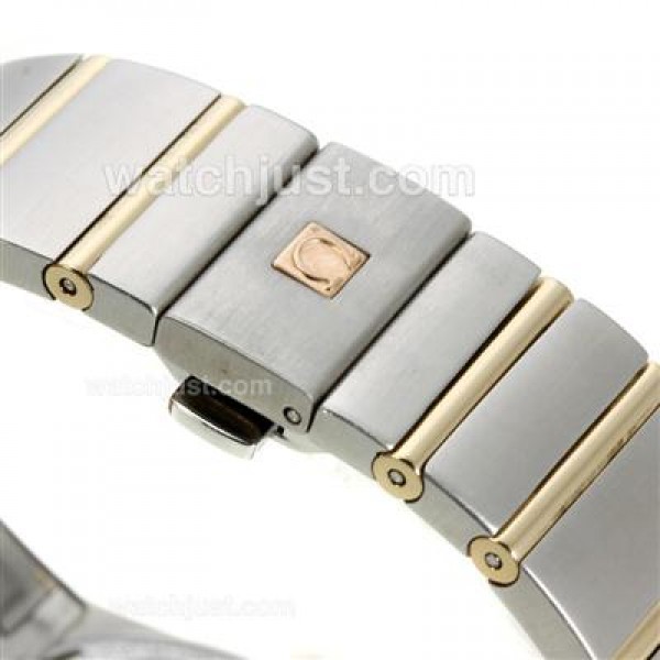 Omega Constellation Automatic Two Tone Diamond Bezel with Golden Dial-18K Plated Gold Movement