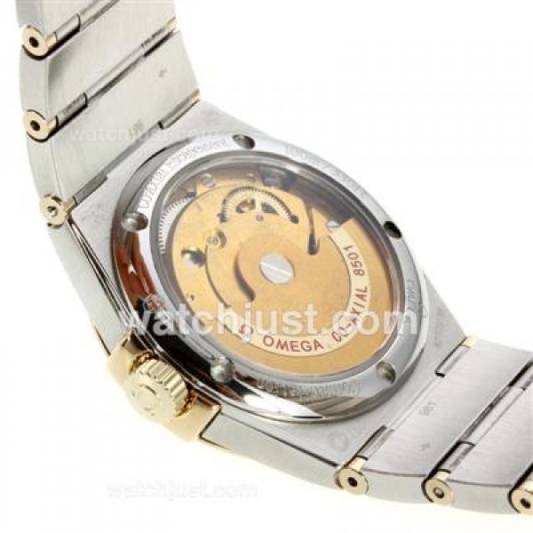 Omega Constellation Automatic Two Tone Diamond Bezel with Golden Dial-18K Plated Gold Movement