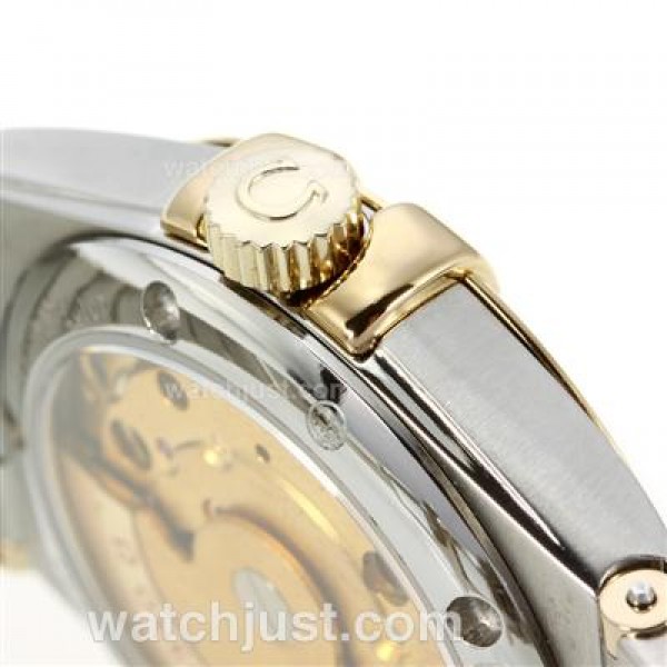 Omega Constellation Automatic Two Tone Diamond Bezel with Golden Dial-18K Plated Gold Movement