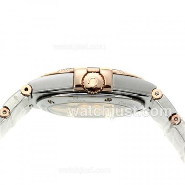 Omega Constellation Automatic Two Tone Diamond Markers with Black Dial-18K Plated Gold Movement