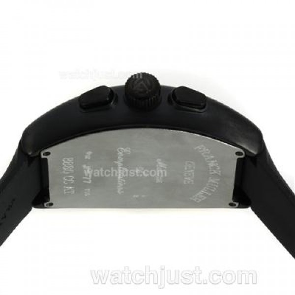 Franck Muller Casablanca Working Chronograph PVD Case with Black Dial-Rubber Strap