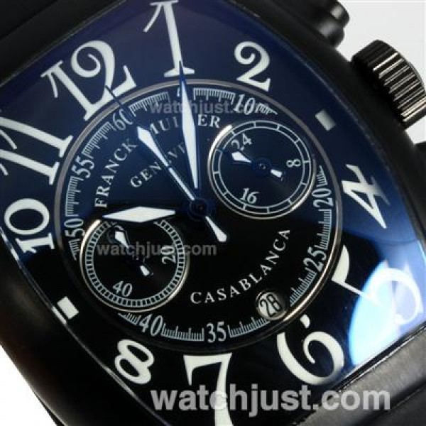 Franck Muller Casablanca Working Chronograph PVD Case with Black Dial-Rubber Strap