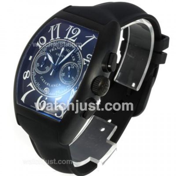Franck Muller Casablanca Working Chronograph PVD Case with Black Dial-Rubber Strap