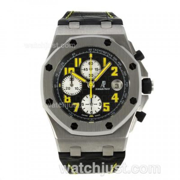 UK Perfect Replica Audemars Piguet Royal Oak Offshore Chronograph Swiss Valjoux 7750 Movement with Black Dial-Leather Strap