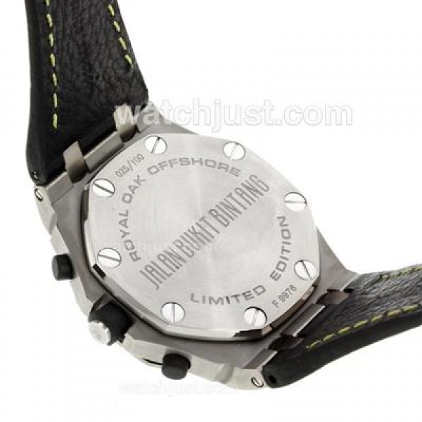 UK Perfect Replica Audemars Piguet Royal Oak Offshore Chronograph Swiss Valjoux 7750 Movement with Black Dial-Leather Strap