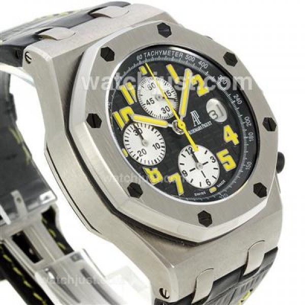 UK Perfect Replica Audemars Piguet Royal Oak Offshore Chronograph Swiss Valjoux 7750 Movement with Black Dial-Leather Strap