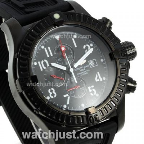Breitling Chrono Avenger Working Chronograph PVD Case with Black Dial-Rubber Strap