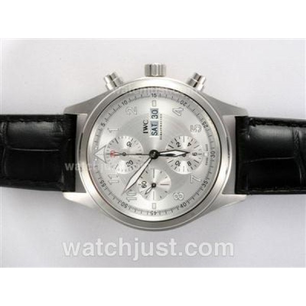 IWC Fliegeruhr Chronograph Swiss Valjoux 7750 Movement with White Dial