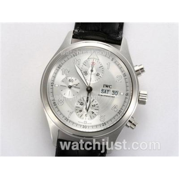 IWC Fliegeruhr Chronograph Swiss Valjoux 7750 Movement with White Dial