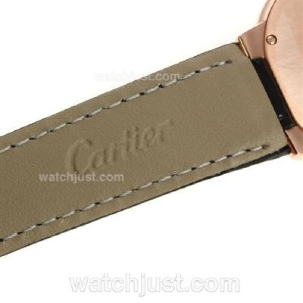 Cartier Ballon bleu de Cartier Rose Gold Case with MOP Dial-Black Leather Strap-Sapphire Glass