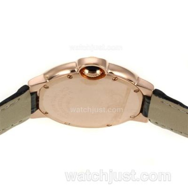 Cartier Ballon bleu de Cartier Rose Gold Case with MOP Dial-Black Leather Strap-Sapphire Glass