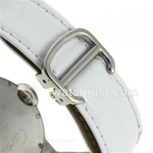 Cartier Ballon bleu de Cartier with MOP Dial-White Leather Strap-Sapphire Glass