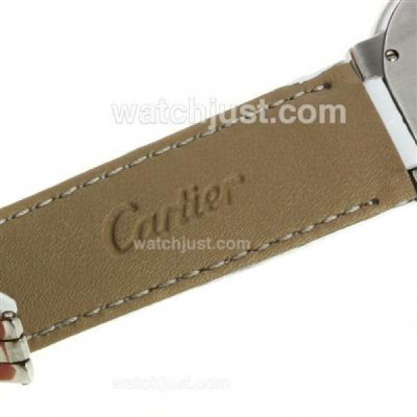 Cartier Ballon bleu de Cartier with MOP Dial-White Leather Strap-Sapphire Glass