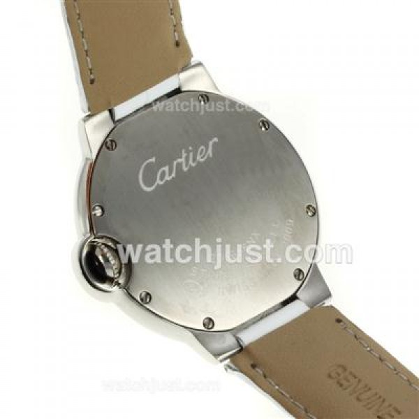 Cartier Ballon bleu de Cartier with MOP Dial-White Leather Strap-Sapphire Glass