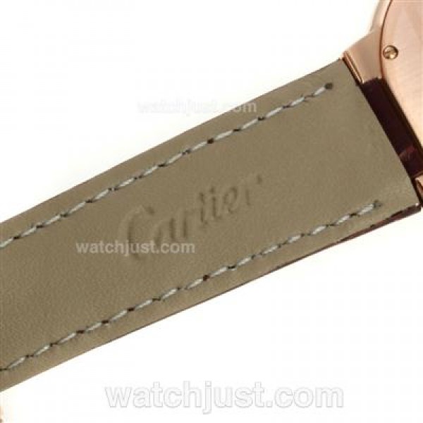 Cartier Ballon bleu de Cartier Rose Gold Case with MOP Dial-Brown Leather Strap-Sapphire Glass
