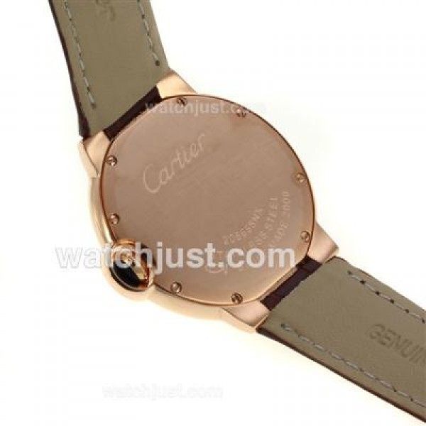 Cartier Ballon bleu de Cartier Rose Gold Case with MOP Dial-Brown Leather Strap-Sapphire Glass