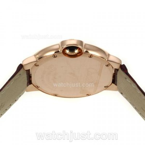 Cartier Ballon bleu de Cartier Rose Gold Case with MOP Dial-Brown Leather Strap-Sapphire Glass