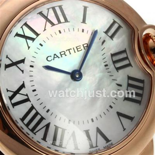 Cartier Ballon bleu de Cartier Rose Gold Case with MOP Dial-Brown Leather Strap-Sapphire Glass