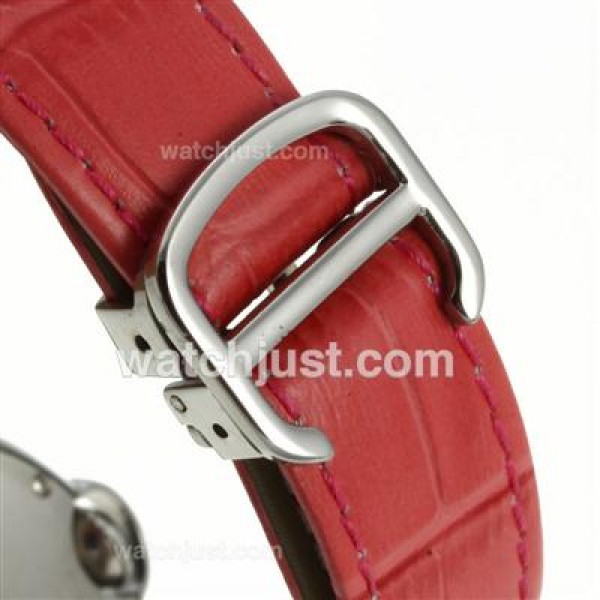 Cartier Ballon bleu de Cartier with MOP Dial-Pink Leather Strap-Sapphire Glass