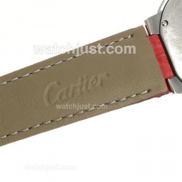 Cartier Ballon bleu de Cartier with MOP Dial-Pink Leather Strap-Sapphire Glass