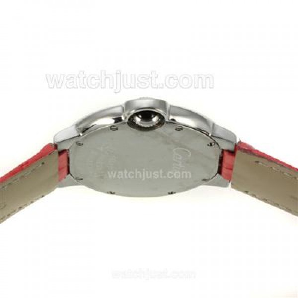 Cartier Ballon bleu de Cartier with MOP Dial-Pink Leather Strap-Sapphire Glass