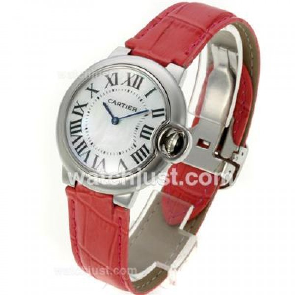 Cartier Ballon bleu de Cartier with MOP Dial-Pink Leather Strap-Sapphire Glass