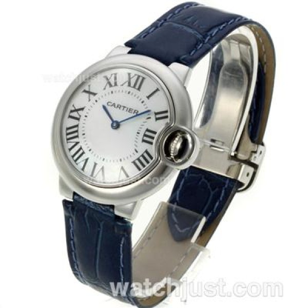 Cartier Ballon bleu de Cartier with MOP Dial-Blue Leather Strap-Sapphire Glass