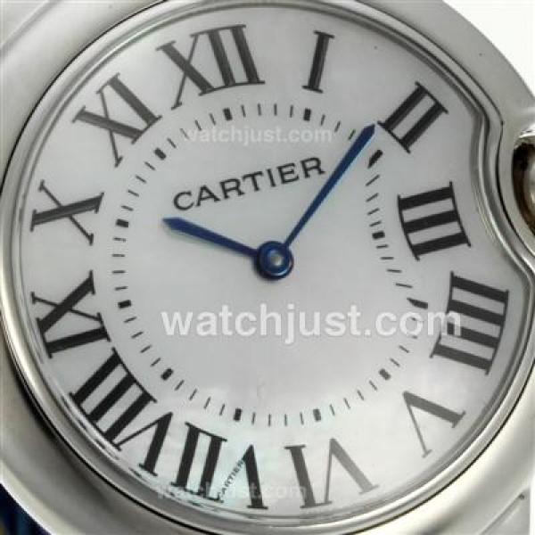 Cartier Ballon bleu de Cartier with MOP Dial-Blue Leather Strap-Sapphire Glass