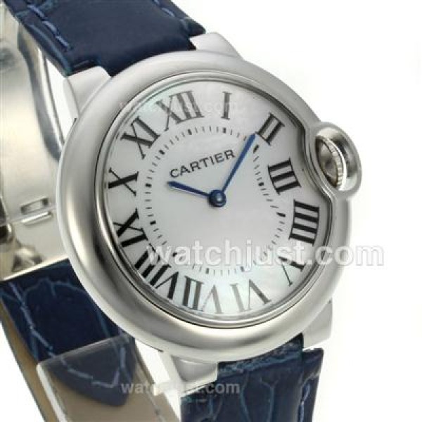Cartier Ballon bleu de Cartier with MOP Dial-Blue Leather Strap-Sapphire Glass