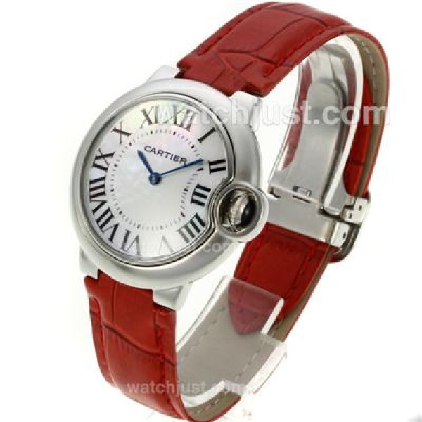 Cartier Ballon bleu de Cartier with MOP Dial-Red Leather Strap-Sapphire Glass