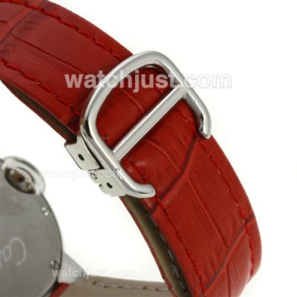 Cartier Ballon bleu de Cartier with MOP Dial-Red Leather Strap-Sapphire Glass