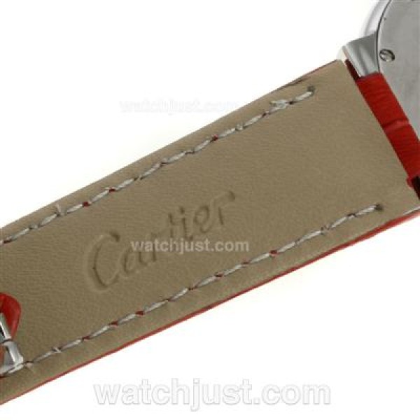 Cartier Ballon bleu de Cartier with MOP Dial-Red Leather Strap-Sapphire Glass