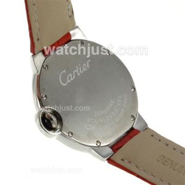 Cartier Ballon bleu de Cartier with MOP Dial-Red Leather Strap-Sapphire Glass