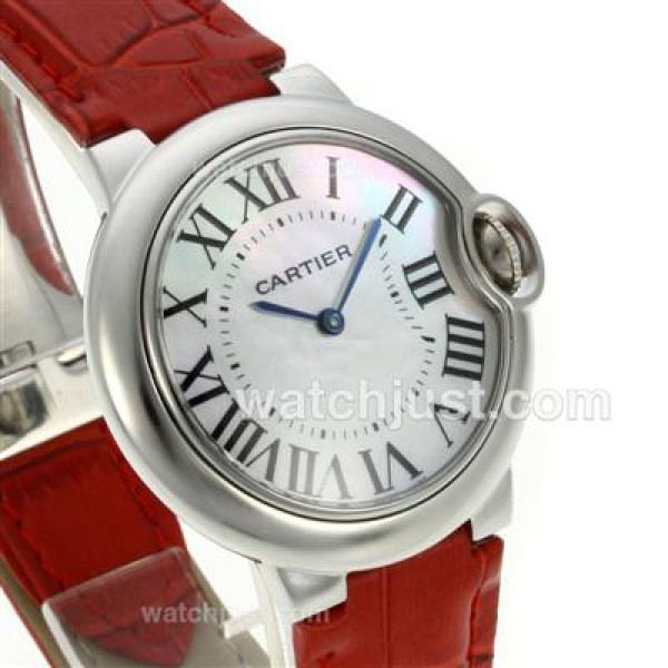 Cartier Ballon bleu de Cartier with MOP Dial-Red Leather Strap-Sapphire Glass
