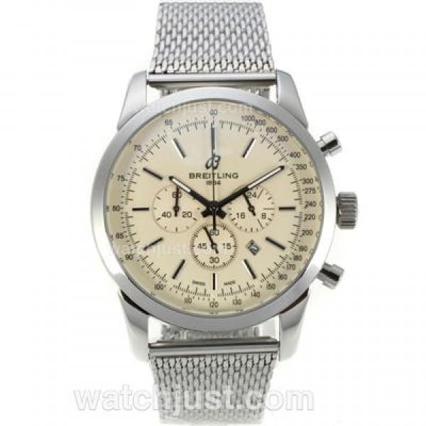 Breitling Transocean Working Chronograph with Beige Dial S/S