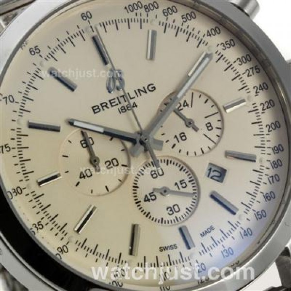 Breitling Transocean Working Chronograph with Beige Dial S/S