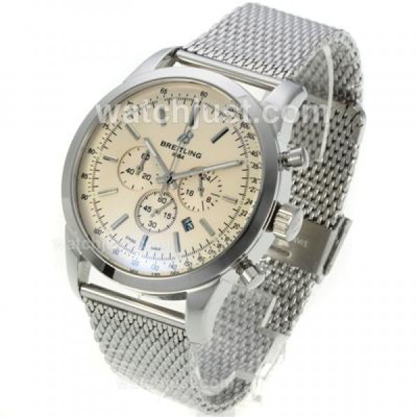 Breitling Transocean Working Chronograph with Beige Dial S/S