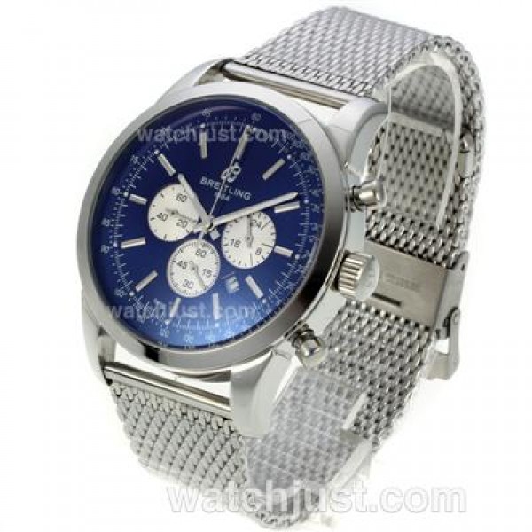 Breitling Transocean Working Chronograph with Blue Dial S/S