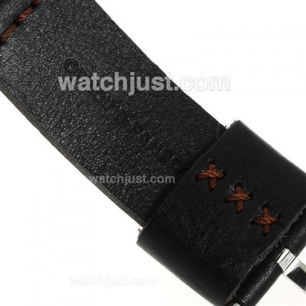 Panerai Luminor Unitas 6497 Movement Swan Neck with Black Dial-Leather Strap