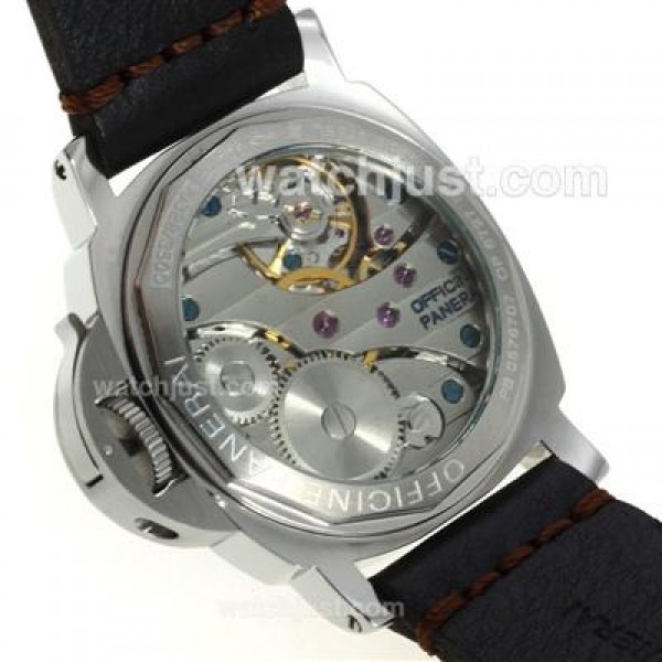 Panerai Luminor Unitas 6497 Movement Swan Neck with Black Dial-Leather Strap