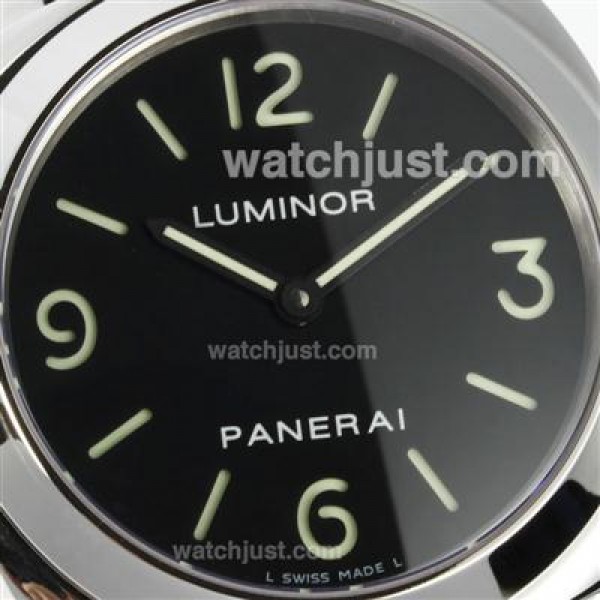 Panerai Luminor Unitas 6497 Movement Swan Neck with Black Dial-Leather Strap