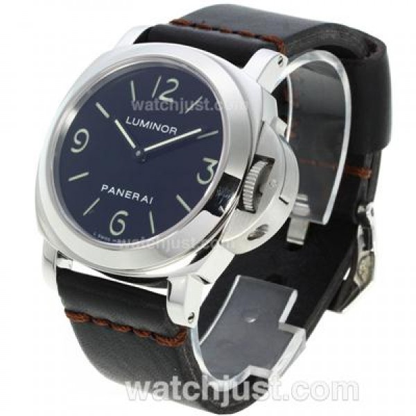 Panerai Luminor Unitas 6497 Movement Swan Neck with Black Dial-Leather Strap