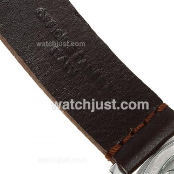 Panerai Luminor Marina Unitas 6497 Movement Swan Neck with Black Dial-Coffee Leather Strap